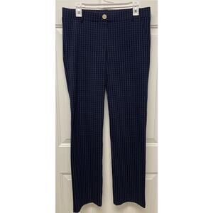 Betabrand Classic Dress pants yoga pant straight leg pull on navy check large